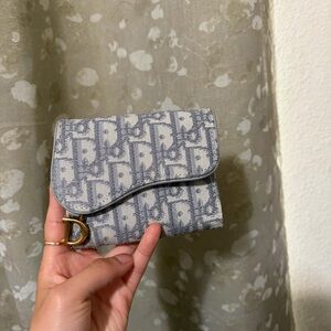 Dior Gray and Cream Patterned Wallet